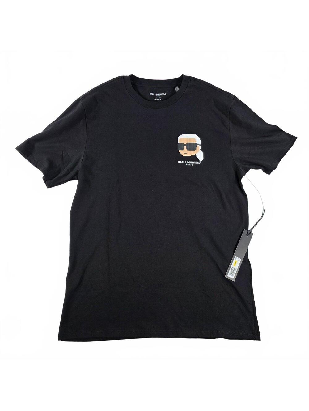 Karl Lagerfeld Men's Black Graphic Paris T-Shirt Medium Cotton Streetwear NWT